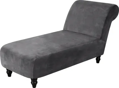 Obrázek produktu pro Sametové bezruké lehátko Chaise Longue Sofa Cover, Stretch Leisure Chair Cover Recliner Sofa Cover Non-Slip Furniture Protector for Reclining Sofa (Grey )