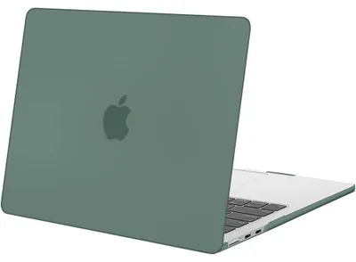 Image de Coque pour MacBook Air 13 Pouces M5 M4 M3 M2 2026 2025 2024 2022, Protection Antichoc avec Fente Aération Vert Foncé Translucide
