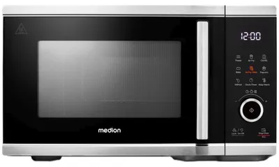 Image de MEDION Micro-ondes avec fonction friteuse à air chaud (25 litres, 1.500 watts air chaud, 900 watts micro-ondes, 9 programmes automatiques, touche pop-corn, fonction décongélation, écran LED, MD11499)