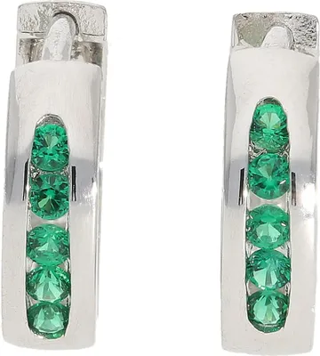 Produktbild von Damen Creolen 925 Silber Zirkonia grün JL10-06-3672