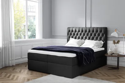 Produktbild von Boxspringbett MOVET , Pocket Matraze Topper , 140 x 200 cm , ( Schwarz - Jasmine 100 )