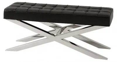 Obrázek produktu pro lavice Casa Padrino s černým koženým vzhledem 120 x 42,5 x v. 53,5 cm - lavice