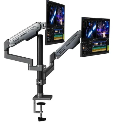 Produktbild von Monitorhalterung Dual mit Gasdruckfeder, höhenverstellbar, neigbar, schwenkbar, für 17-32 Zoll bis 9 kg, VESA 75/100 mm, Schwarz