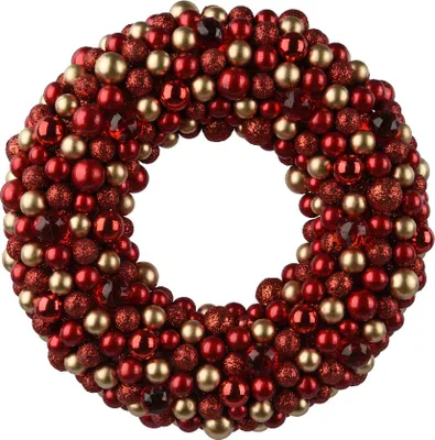 Produktbild von Adventskranz Rot Gold Kugelkranz Weihnachtsdeko Ø33cm
