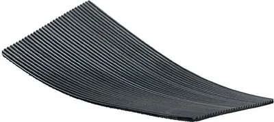 A black rubber mat with a ribbed texture, shown from a diagonal angle on a white background.