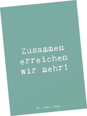 Produktbild von Mr. & Mrs. Panda Grußkarte Spruch Im Team zusammenarbeiten - Meeresbrise - Geschenk, Gemeinsam, Motivation, Zuversicht, Ansichtskarten, bildkarte, Postkarte, Inspiration