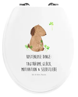 Produktbild von Mr. & Mrs. Panda Klo-Deckel Hund Kleeblatt - Weiß - Geschenk, WC-Sitz, Liebe, Toilettendeckel, Gratis, WC Brille, Sitz, klo deckel, Sprüche, Glück