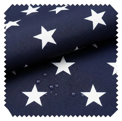 Produktbild von novely® OXFORD 210D - D147 Navy Weiß Sterne - Bedruckter Polsterstoff - Outdoor Dekostoff - Wasserabweisende Reißfeste Meterware 1lfm