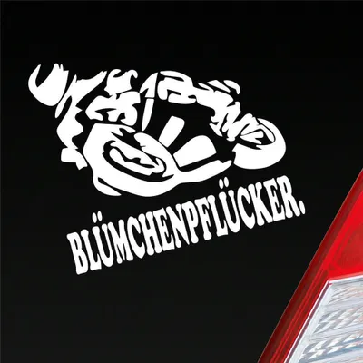 Produktbild von Auto Aufkleber Motorrad Blümchenpflücker Moped Bike Mopped JDM 10x11 cm Weiss Matt Sticker Heckscheibenaufkleber