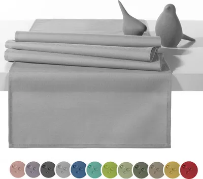 Produktbild von heimtexland Outdoor Tischläufer Garten Tischdecke 45x145 Tischdeko wasserabweisend wetterfest UV-beständig Typ551 Hellgrau