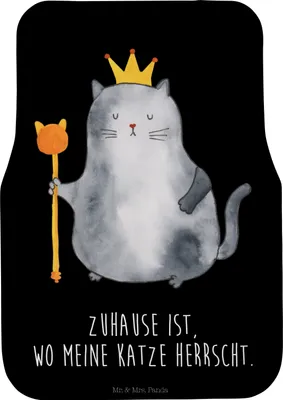 Produktbild von Mr. & Mrs. Panda Automatte Katze König - Schwarz - Geschenk, Queen, Autofußmatte, Familie, Katzen, Haha, Cat, Autoteppich, Fußmatte Auto, Auto-Fußmatte, Cats