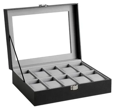 Produktbild von Uhrenbox für 10 Uhren – Organizer – Reiseetui – Schwarz – 25 x 7,5 x 20 cm