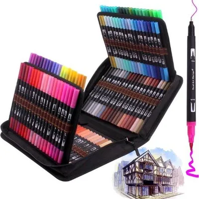 Produktbild von Famanu Marker Set 120 Stück - Aquarellmarker und Filzstifte