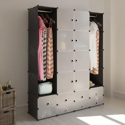 Immagine prodotto di vidaXL Armadio modulare a 18 scomparti bianco/nero 37x146x180,5 cm