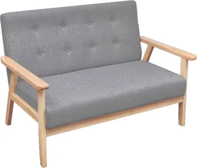 Zdjęcie produktu dla Sofa 2-osobowa, tapicerowana tkaniną, jasnoszara