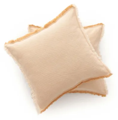 2er-Set Kissenbezüge 50x50 cm, Baumwolle, beige, mit Reißverschluss