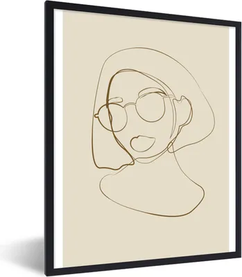 Produktbild von MuchoWow® Gerahmtes Poster Frau - Linienkunst - Minimalismus 60x80 cm - Poster mit Schwarzem Bilderrahmen Wandposter Rahmen Foto Bilder - Premium - Wanddeko Wohnzimmer