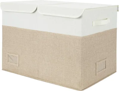 Produktbild von Spielzeugkiste mit Deckel, 62,5 x 32,5 x 39,5 cm, weiß-braun, faltbar, für Kinderzimmer