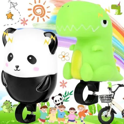 Produktbild von Famanu Kinderfahrradhupe Dinosaurier-Panda - Mini-Fahrradglocke für Jungen und Mädchen