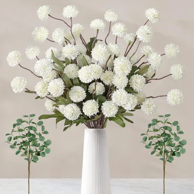 Immagine prodotto di Omgoods - Fiori artificiali bianchi con eucalipto, ideali per la decorazione della tavola