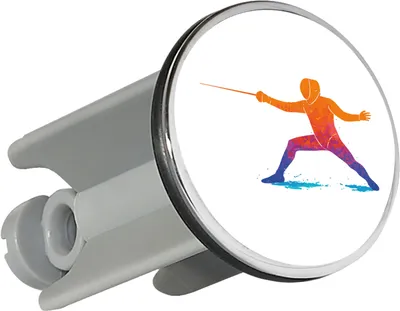 Produktbild von Huuraa Waschbeckenstöpsel Fechten bunte Silhouette 4cm höhenverstellbar Abflussstopfen Geschenkidee