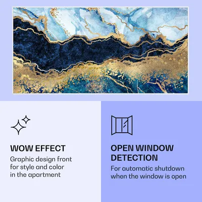 Obrázek produktu pro Klarstein Air Art Smart Infračervený ohřívač, infračervený ohřívač s ovládáním IoT/WiFi app, detekce otevřeného okna, infračervený ohřívač s termostatem, ohřívač pro montáž na zeď, elektrický ohřívač bez tvorby CO700 W