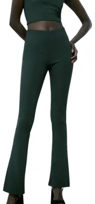 Image de Pantalon slim pour femmes Zara, couleur verte, taille M