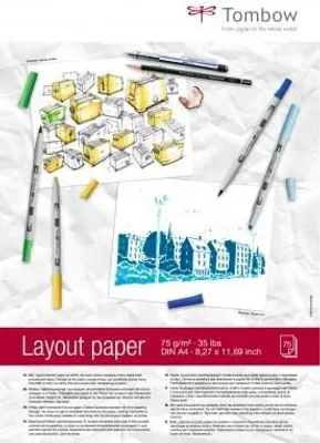 Image de Tombow Layoutblock DIN A4 vierge 75 g/qm blanc 75 feuilles