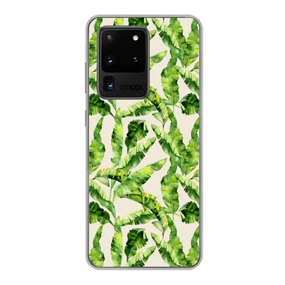 Produktbild von MuchoWow® Handyhülle Schutzhülle Hülle für Samsung Galaxy S20 Ultra Palmenblatt - Muster - Tropisch Silikon Softcase Handy Hülle - Karteninhaber
