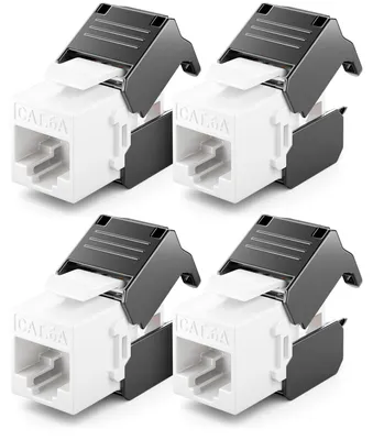 CAT6A Keystone Jack Modul, 4 Stück, RJ45 auf LSA, 10 Gbit/s, 500 MHz