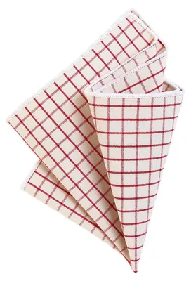 Produktbild von DonDon Herren kariertes Einstecktuch 23 x 23 cm Baumwolle Karomuster - Weiß-rot kariert
