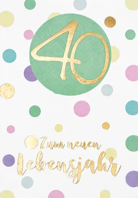 Produktbild von 40 Geburtstag  Pastel Collection  Glückwunschkarte im Format 115x17cm