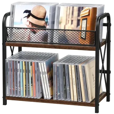 Immagine prodotto di Organizzatore per CD/DVD a 2 livelli – Portaoggetti in legno per collezionisti