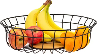 Produktbild von bremermann Obstkorb, Obstschale rund, Ø ca. 35,5 cm, schwarz matt, Bambusboden