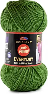 A ball of green yarn with a label around its middle.