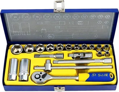 Produktbild von Schlüsselsatz 20-tlg, 3/8 Zoll, Chrom-Vanadium, Metallbox