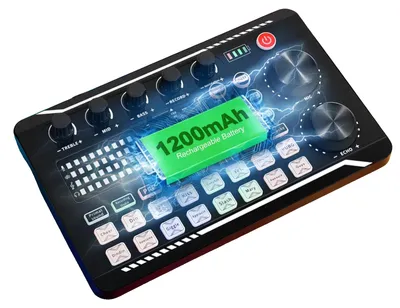 Obrázek produktu pro Zvukový mixážní pult, 1200mAh dobíjecí baterie, tichý provoz, 16 zvukových efektů, kompatibilita s Bluetooth, konektor typu C