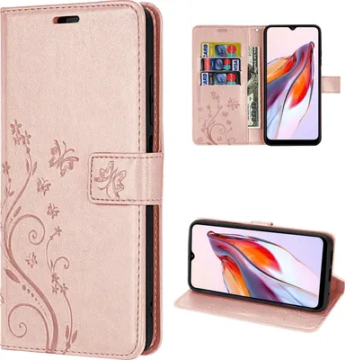 Produktbild von Hülle Xiaomi Redmi 12C, Handy Tasche Handyhülle Flip Wallet Case Klapphülle Etui Rosegold