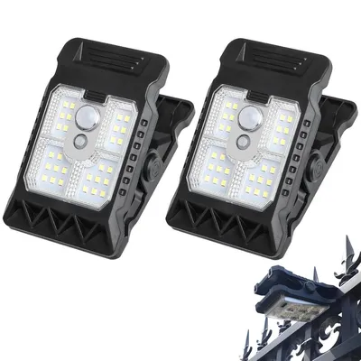 Produktbild von 2er Set Solarleuchte mit Bewegungsmelder, LED Außenleuchte mit 3 Modi, kabellos, IP65 wasserdicht, Solar Gartenlicht mit Clip für Zaun, Garten & Camping