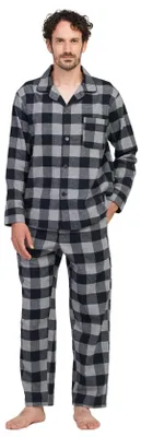 Produktbild von Herren Pyjama Set - Baumwoll Flanell Karo Lounge Wear mit Taschen