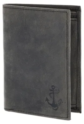 Immagine prodotto di oxmox Pelle portafoglio Leather RFID Protect Kombibörse Freedom Anchor Embossed Vintage Black nero