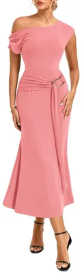 Produktbild von Solidchoice – Asymmetrisches Maxikleid für Damen mit Gürtel