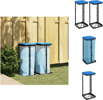 Produktbild von vidaXL Müllsackständer 2 Stk. Schwarz und Blau 60 L PP -  Mülltonnen & Abfalleimer