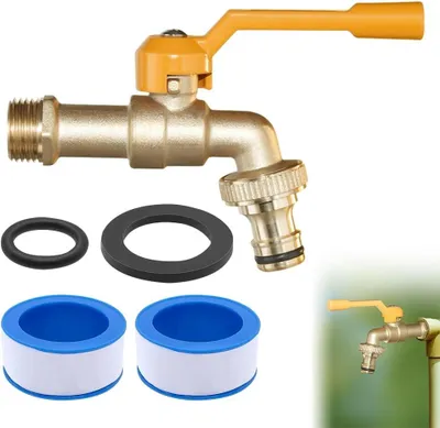 Imagen del producto de Grifo exterior de 1/2 pulgada, resistente a las heladas, con una conexión para manguera, ideal para jardines y depósitos de agua de lluvia