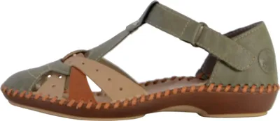 Produktbild von Rieker Damen Sandale T-Riemen halb geschlossen Klettverschluss M1655, Größe:38 EU, Farbe:Grün