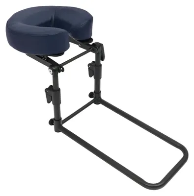 Produktbild von Tragbare Massagehalterung für Zuhause - Verstellbare Gesichtsauflage für Massageliege - Memory-Schaum und Polyurethan- Aluminiumrahmen - Für Matratzen 14–45 cm - Blau