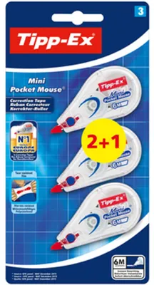 Zdjęcie produktu dla TIPP-EX Mini Pocket Mouse, Wielobarwny, 5 m, 5 mm, Blister, 3 szt., Francja