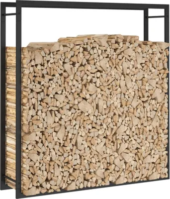 Obrázek produktu pro Stojan na palivové dřevo matný černý 110x28x116 cm ocel