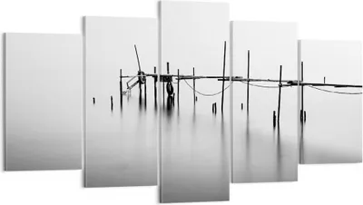 Produktbild von Bild auf Leinwand - Leinwandbild - Meer Brücke Wasser - 160x85cm - Wand Bild - Wanddeko - Leinwanddruck - Bilder - Kunstdruck - Wanddekoration - Leinwand bilder - Wandkunst - EA160x85-3727