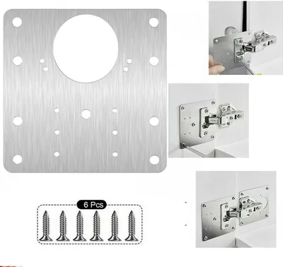 Produktbild von Schrank Scharnier Reparaturplatte Küchenscharnier Reparaturplatten Aufschraubscharniere Reparaturklammern mit Loch Möbelscharnier Platte für Schrank Möbel Schublade Fenster
